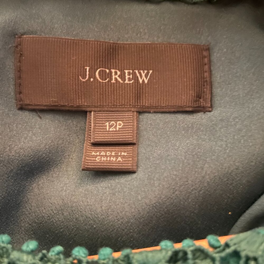 J. Crew Green Long Sleeve Lace Dress - Picture 6 of 8